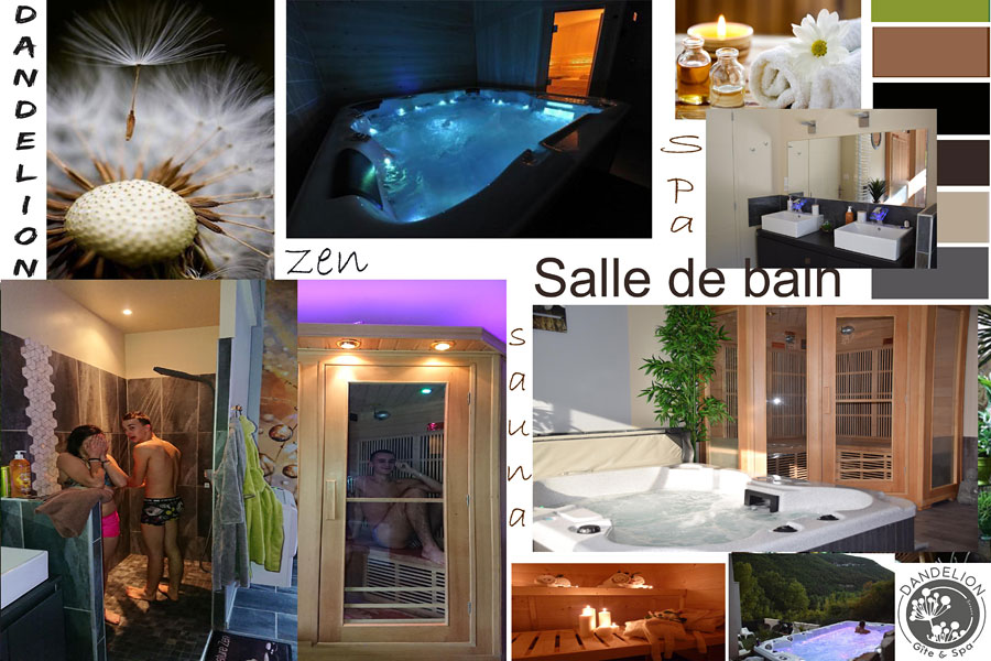 Salle de bain spa design avec jacuzzi sauna Ecolodge chambre avec jacuzzi Gorges du Tarn Aveyron France