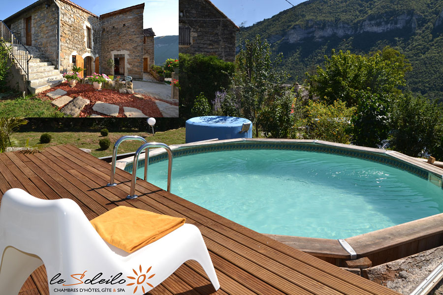 bed and breakfast with swimming pool and spa panoramic view on the Gorges of Tarn