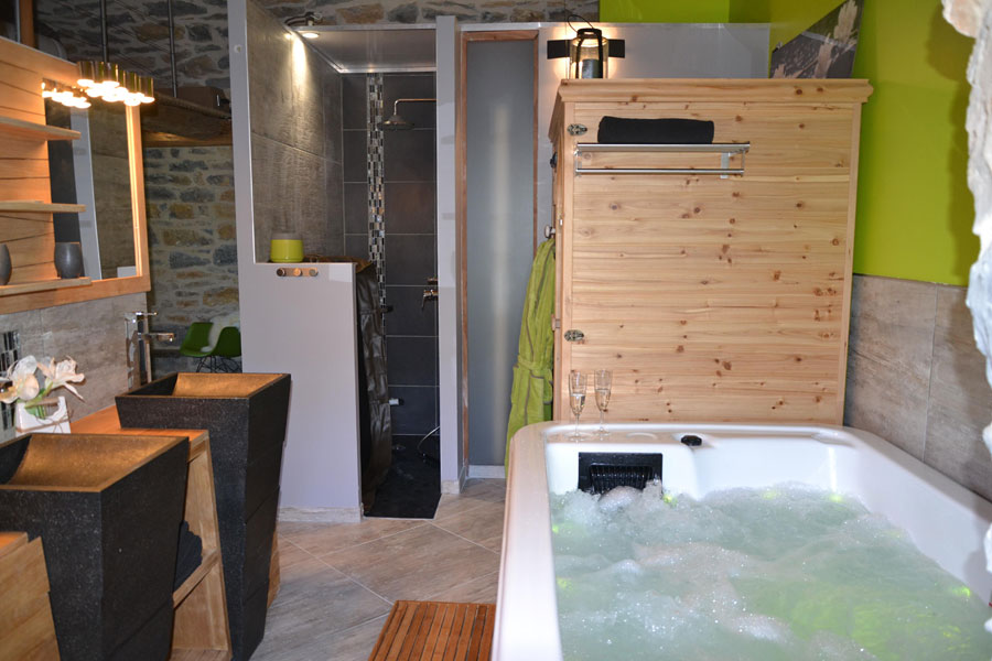 détente et bien être dans ce loft équipé d'un spa, d'un sauna et de vasques design Midi Pyrénées Languedoc Roussillon Aveyron