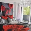 chambre moderne grise et rouge galet villa d'architecte à louer Dandelion gîte et spa Gorges du Tarn Millau Aveyron Lozère Occitanie