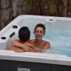 Panoramic view of the Gorges du Tarn by paddling in the swimming pool spa of the Ecolodge bubbles
