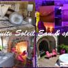 Suite Soleil Eau Spa, bed room with jacuzzi steam room Gorges du Tarn Aveyron